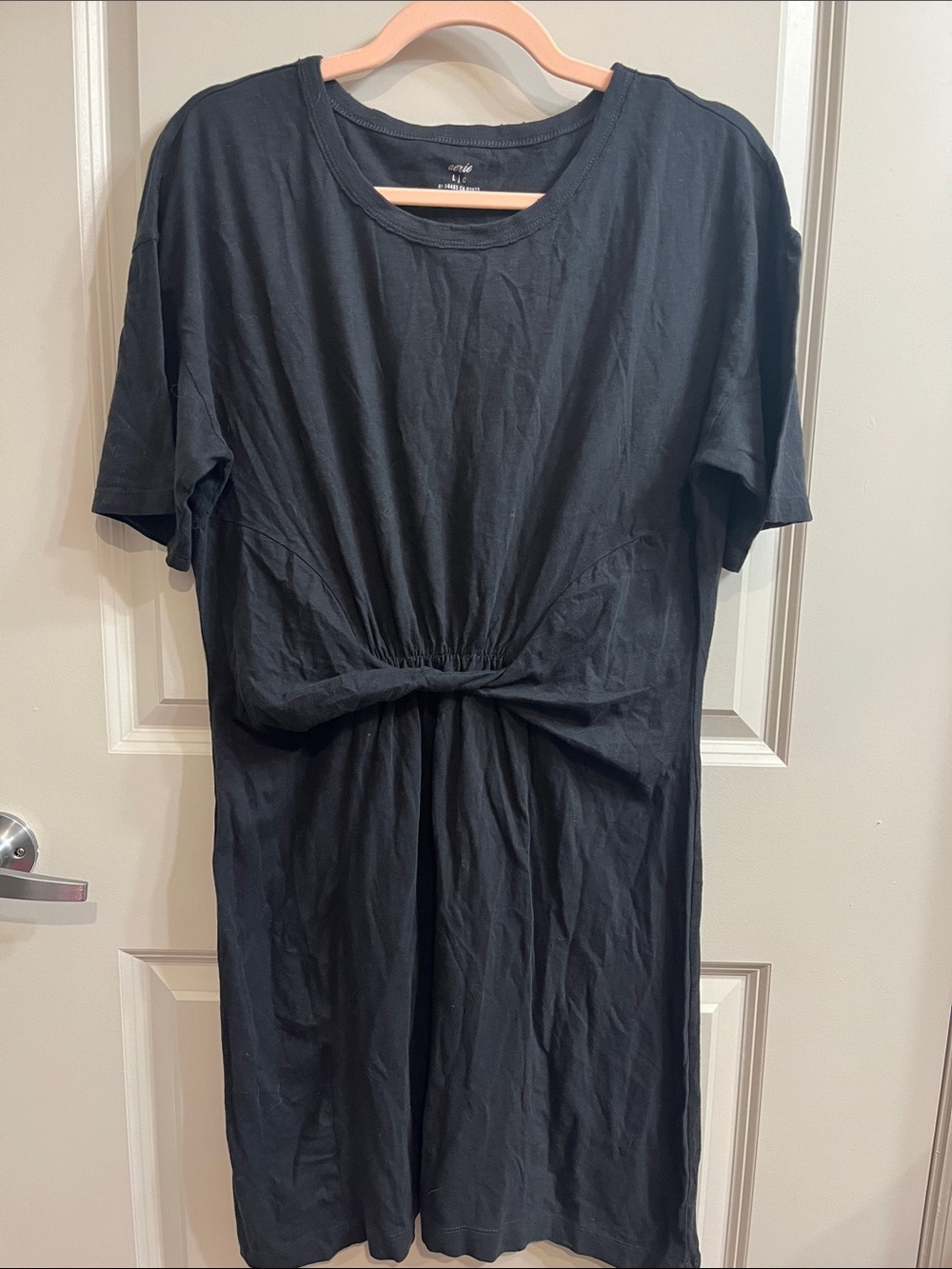 aerie Black Crewneck T-Shirt Dress